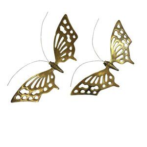 Lot 2 Vintage brass butterfly wall decor pieces mid-century cottage core Nature